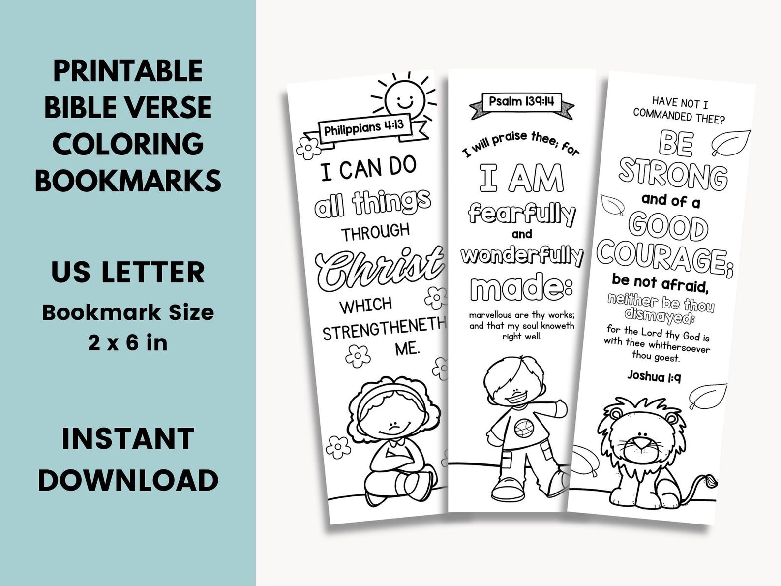 Printable Bible Verse Coloring Bookmarks for Kids, Christian Coloring ...