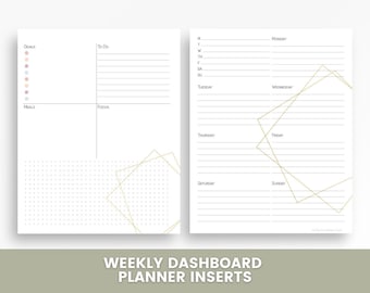 Pastel Planner Dashboard Printable, Weekly Planner Insert, Goals To Do Meals Focus Page, Minimalist Disc Bound Planner Dashboard