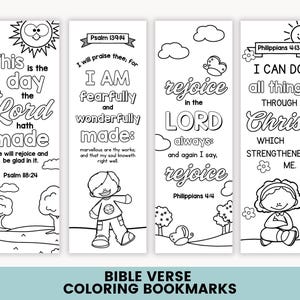 Segnalibri da colorare con versetti biblici stampabili per bambini, segnalibri cristiani da colorare, segnalibri con Scritture fai da te, attività di colorazione per bambini