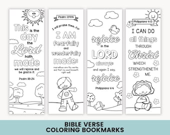 Printable Bible Verse Coloring Bookmarks for Kids, Christian Coloring Bookmarks, DIY Scripture Bookmarks, Kids Coloring Activity
