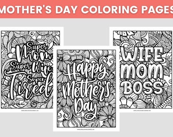 Mother’s Day Coloring Pages Printable, Mom Coloring Sheets, Teen Activity Pages, Floral Quote Coloring Pages