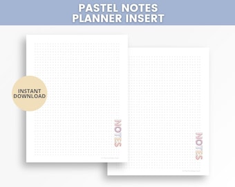Inserto per agenda con note pastello, pagina per appunti stampabile con griglia a punti, foglio per appunti minimalista per agenda, stampabile per agenda, download immediato