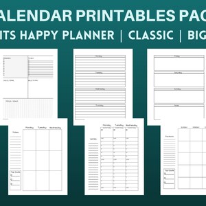 Happy Planner Printables Pack - Fits Classic &amp; Big Happy Planners ...