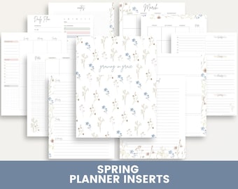 Spring Planner Printables | Spring Planner Inserts | March, April, May Planner Pages | Floral Planner PDF