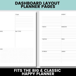 Wekelijkse dashboardlay-outplanner invoegen - afdrukbare planner inlegvellen - past op schijfgebonden planners - afdrukbare pdf