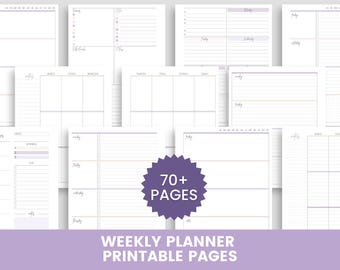 Agenda hebdomadaire à imprimer, pages lavande, intercalaires violets, planning non daté, liste de tâches, agenda pour maman