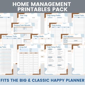 Home Management Printables Pack: Happy Planner Inserts (PDF Download)