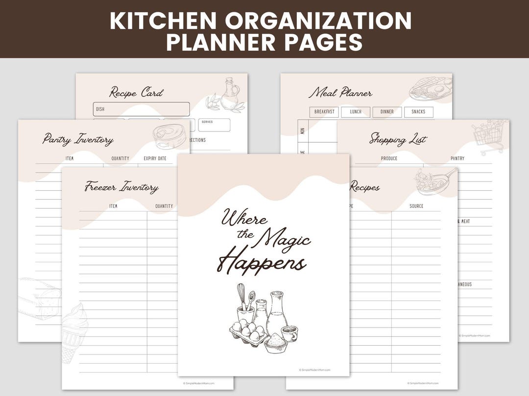 Kitchen Organization Printables, Meal Planner, Pantry Inventory ...