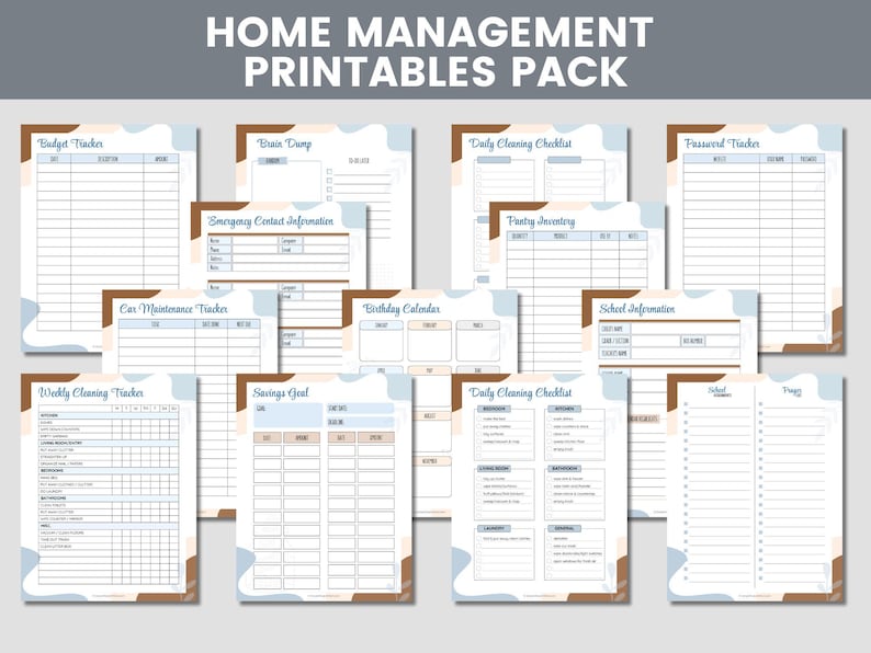 Home Management Binder Printables, Household Planner Kit, Cleaning ...