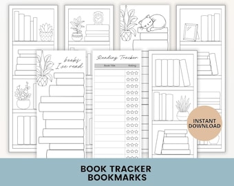 Printable Reading Tracker Bookmarks, Bookshelf Coloring Bookmarks, Book Log Tracker, Books I’ve Read List, Reader Gift