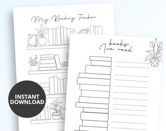 Reading Tracker Printable, Book Tracker Printable, Reading Log PDF, Books I've Read Tracker, Book Journal Pages, Printable Reading Log