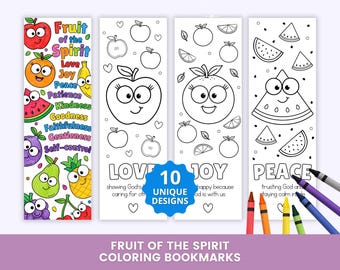 Marque-pages à colorier sur les fruits de l'Esprit, Marque-pages bibliques à colorier pour enfants, Activité chrétienne à imprimer, Activité pour l'école du dimanche, Bricolage biblique