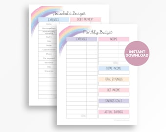 Budget Planner Printable, Monthly Budget Insert, Household Budget Worksheet, Finance Planner Pages, Printable Budget Tracker, US Letter and