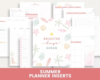 Summer Planner Inserts Printable, Beach Planner Pages, Monthly Weekly Daily Planner, Printable Dashboard, Journal Pages