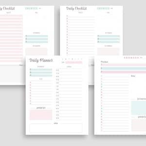 Daily Planner Printable Pages, Daily Checklist, To Do List, Schedule Planner, Productivity Planner Inserts, Busy Mom Planner Pages, Printabl