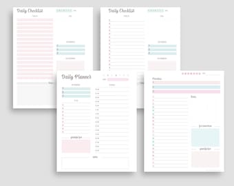 Daily Planner Printable Pages, Daily Checklist, To Do List, Schedule Planner, Productivity Planner Inserts, Busy Mom Planner Pages, Printabl