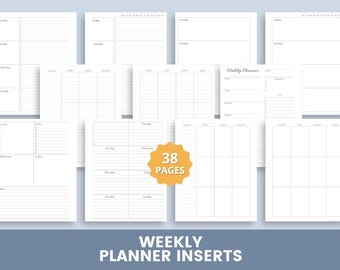 Agenda hebdomadaire à imprimer, intercalaires minimalistes, planning hebdomadaire, liste de tâches, pages d'agenda non datées