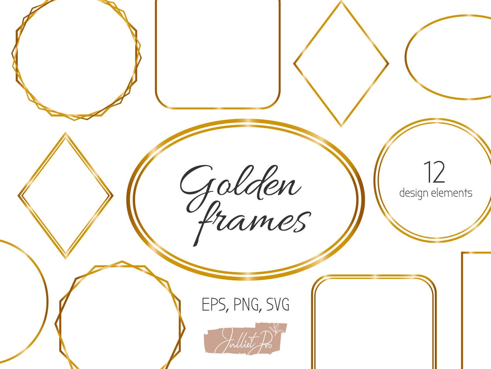 Gold Frames Clipart Gold Circle Clipart Gold Circle Frame | Etsy