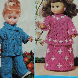 Vintage dolls clothes knitting pattern PDF download for 14 inch doll