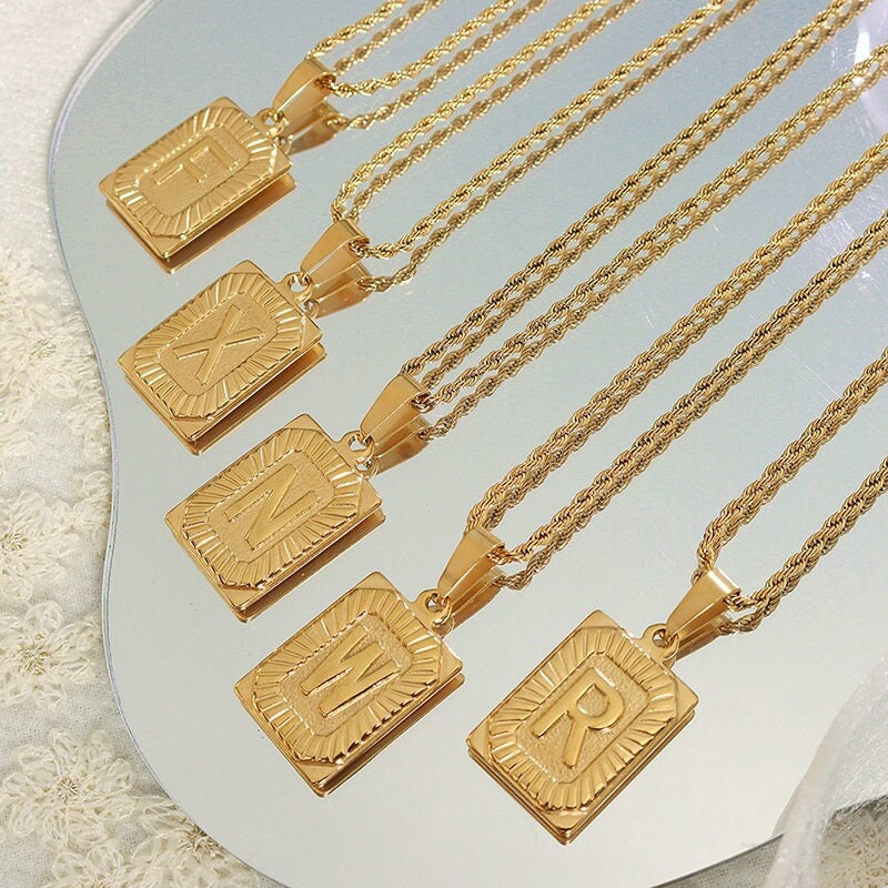 A-Z Initial Letter Necklace 18K Gold 