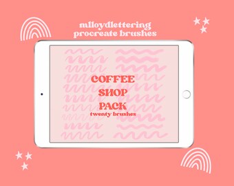 coffee shop procreate 20 pack brushes || DIGITAL DOWNLOAD || by @mlloydlettering