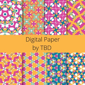 Eight Orange Digital Papers Pack, Instant Digital Download, Planner Papers, Commercial Use