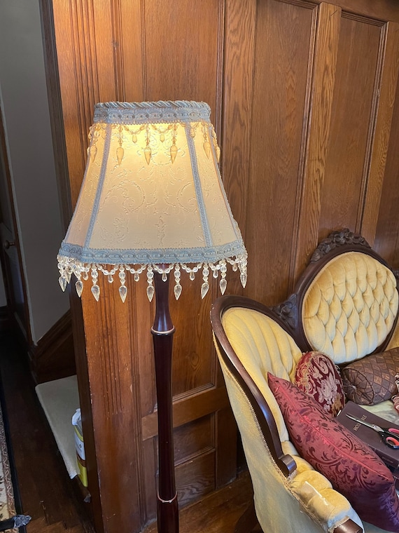 Vintage Victorian Era Inspired Ivory Beaded Lampshade With Canada Vintage Victorian Era Inspired Ivory, Vintage Style Beaded Lamp Shade