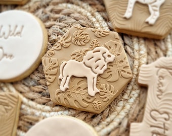10 personalized fondant cookies party favors jungle safari