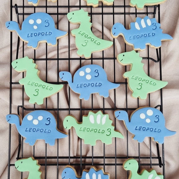 5 personalisierte Dino Fondant Kekse Gastgeschenk