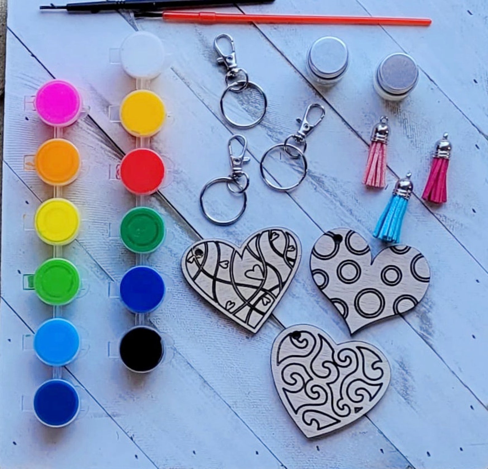 DIY Keychains Heart Keychains Birthday Party Games Kids Etsy