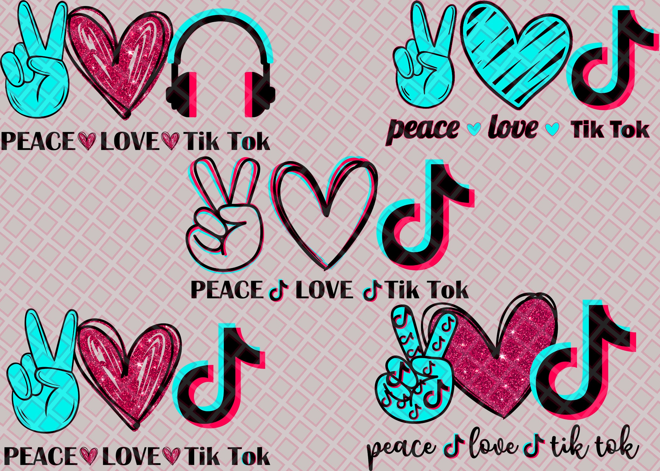 Download Bundle 5 File Peace Love Tiktok Design Tiktok Sublimation Etsy