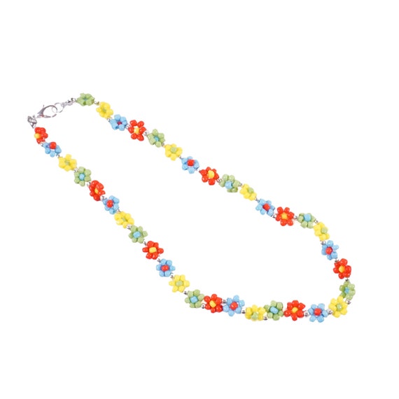 Beaded Flower Necklace Etsy