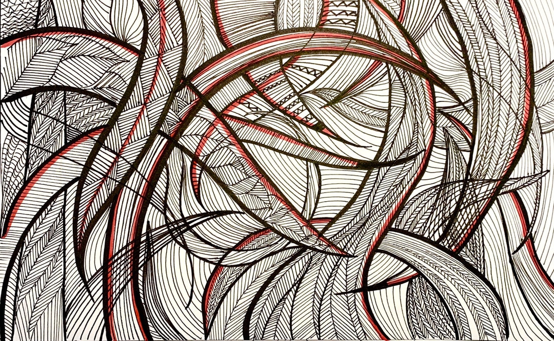 Original Pen and Ink Illustration Wall Art: Complex Curves - Etsy