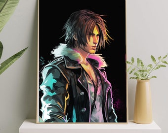 Squall Leonhart "Leon" A4 Digital Art Print, Final Fantasy VIII Self-Print Decor for Fans & Game Rooms