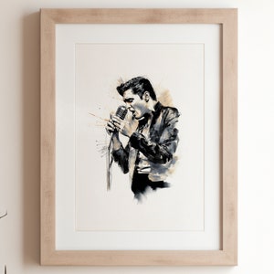 Elvis Presley A4 Watercolour Print - Tribute to The King of Rock 'n' Roll