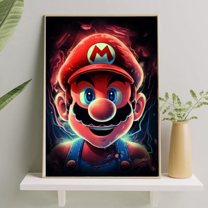 Super Mario A4 Digital Art Print, Self-Print Classic Video Game Decor for Fans & Game Rooms