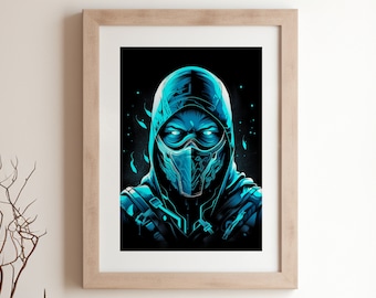 Sub-Zero Mortal Kombat A4 Print: Gaming Room Decor (Digital Download PDF)