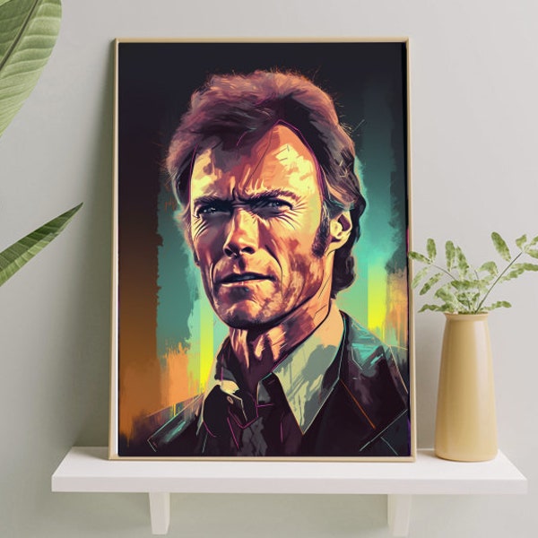 Clint Eastwood A4 Digital Art Print, Self-Print Hollywood Legend Decor pour les fans et les cinéphiles