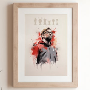 Jurgen Klopp A4 Watercolour Print - LFC Fan Digital Wall Art Gift - Unique Liverpool Memorabilia Download