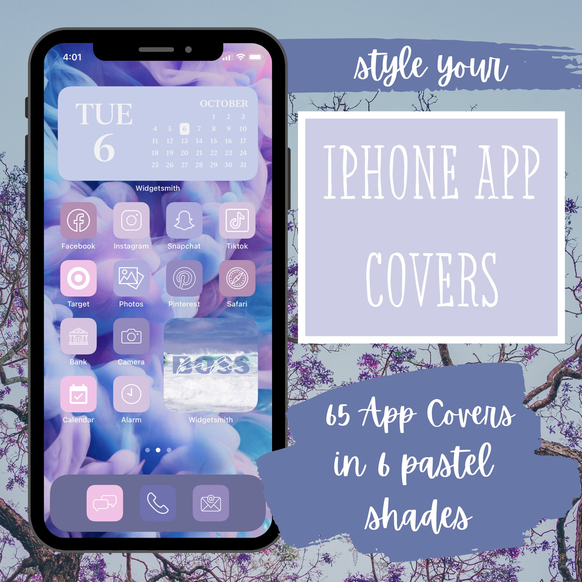 IPhone Aesthetic App & Highlight Covers Pastel Purple App Etsy