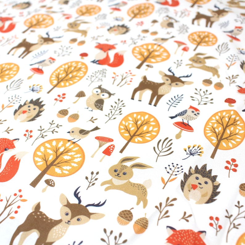 Bio-Baumwollstoff Mit Tier- Und Blumenprint - Meterware Für Kinderkleidung & Deko