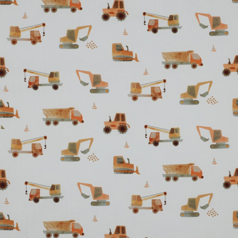 Construction vehicles fabric construction site children's fabric cotton fabric by the meter children BC015 image 1