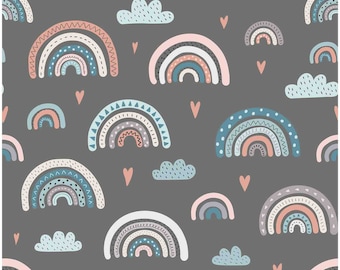 Rainbow Pastel Gray 100% Cotton Fabric Children's Fabric Sold by the Meter Sewing Decorative Fabric BC019