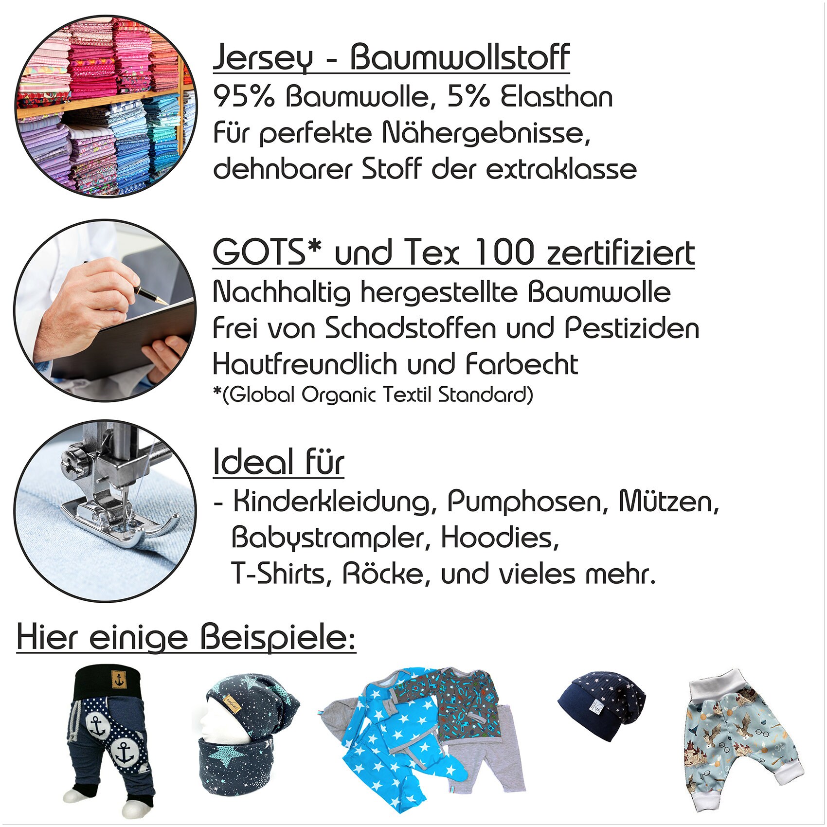 6,64 Eur/m2 Jersey Baumwolljersey Uni BIO Tex 100 GOTS Zertifiziert 75  Farben Meterware Stoff Dehnbar Stoffpaket Ab25cm Jerseystoff 