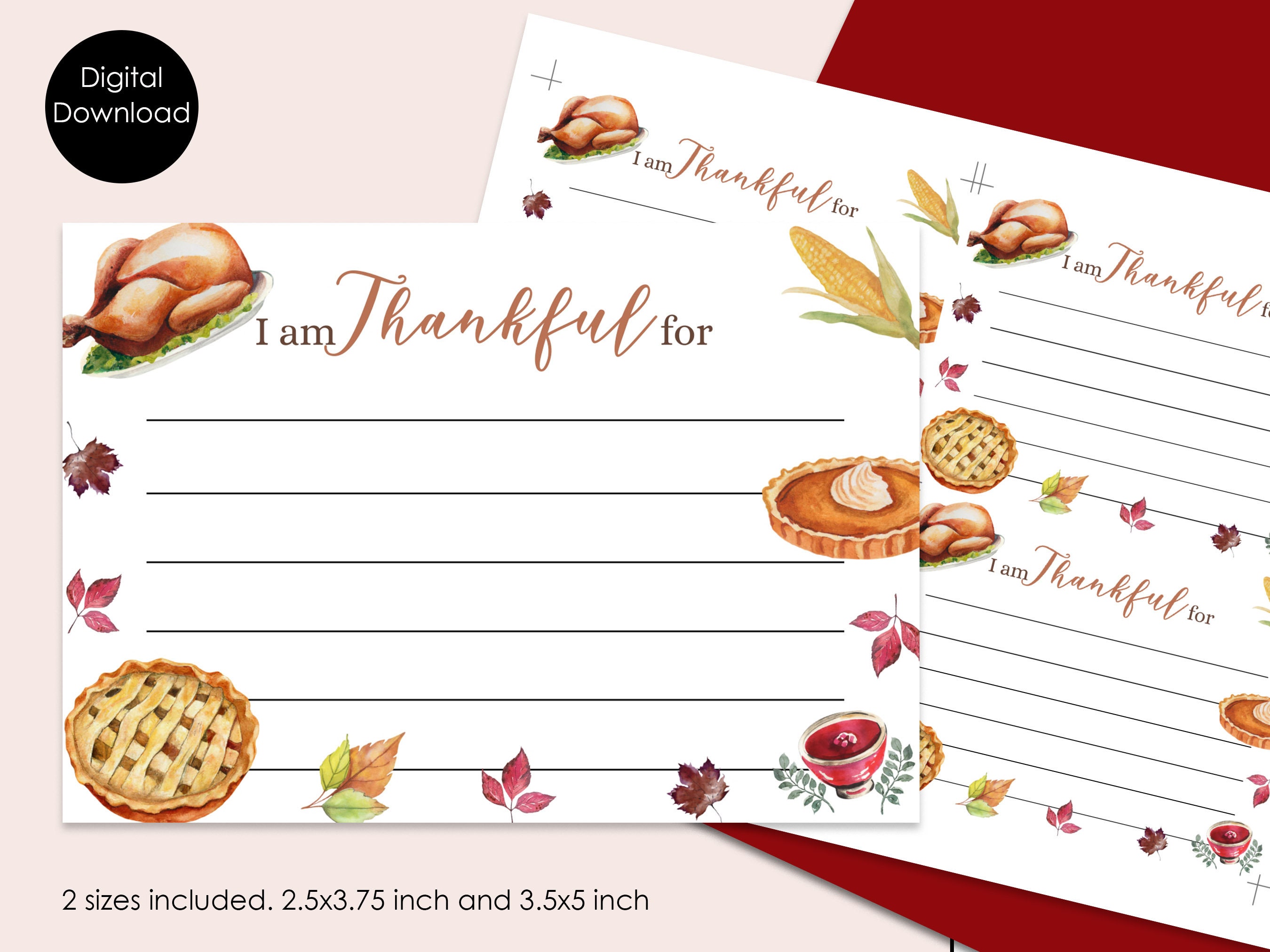 I Am Thankful Card-thankful Cards Printable Thankful Card - Etsy