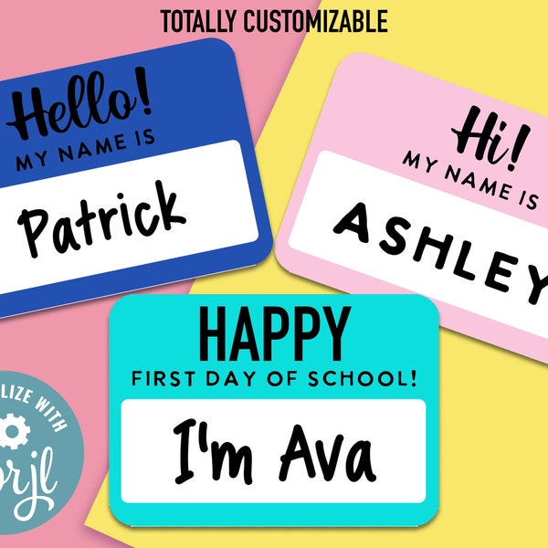 School Name Tag Etsy