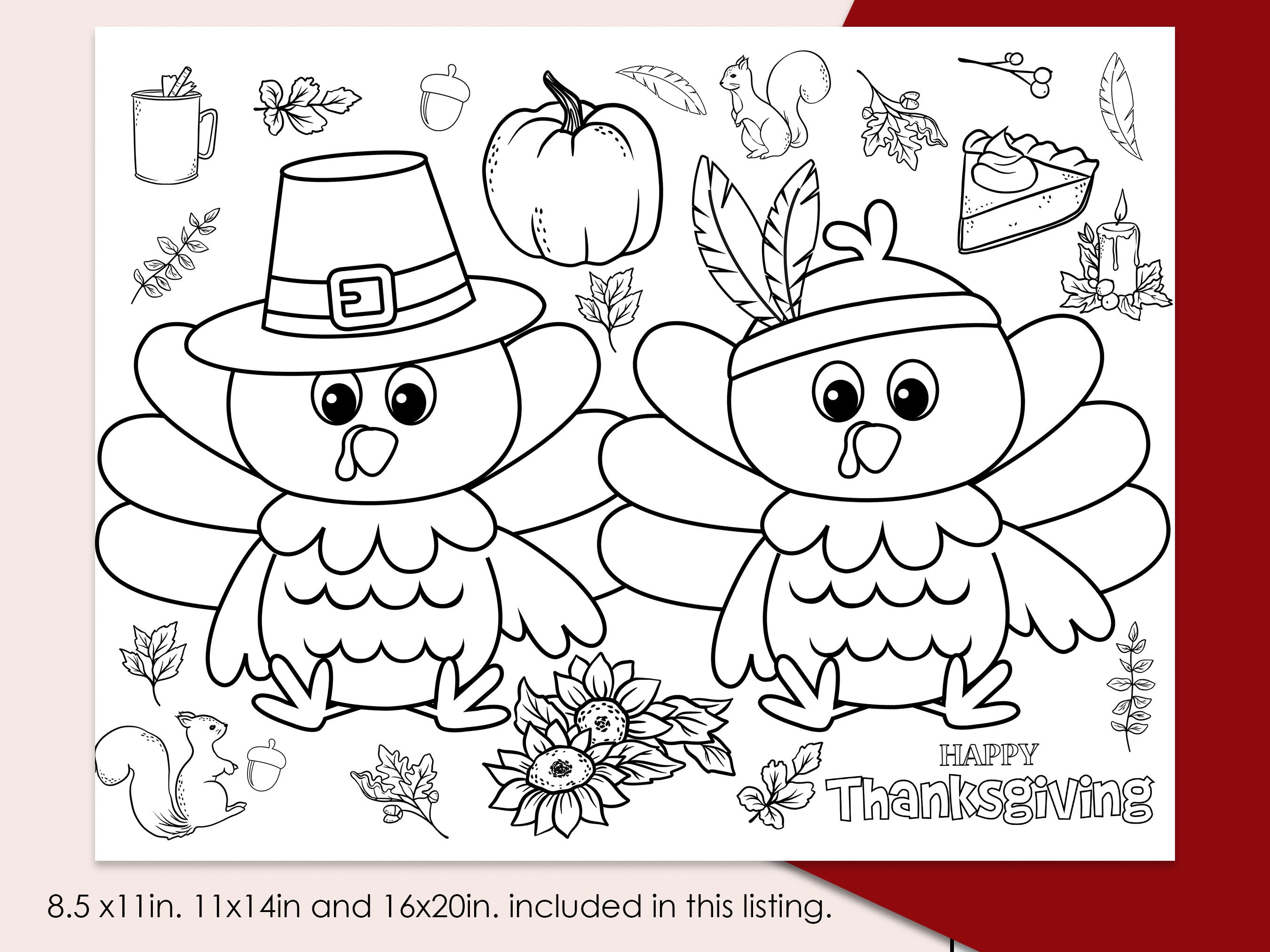 Thanksgiving Coloring Sheet Thanksgiving Place Mat Turkey Coloring Page ...