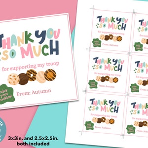 Girl Scout Thank You Tags Thank You For Supporting Our Troop Girl Scout Cookie Thank You Girl Scout Tags Girl Scout Cookies image 2