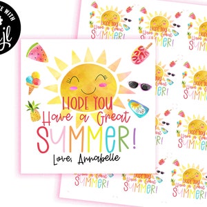 Summer gift tags end of school year