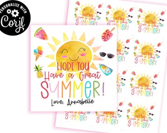 Summer gift tags end of school year